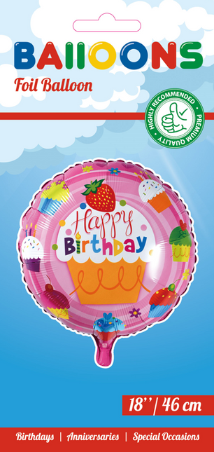 Heliumballon Happy Birthday Cupcakes 45cm leer