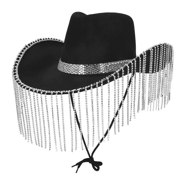 Cowgirl Hut Schwarz Glitter