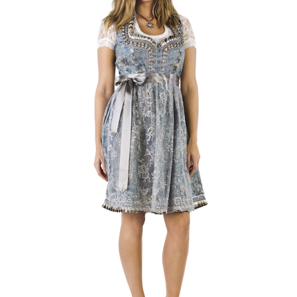 Gold Silber Dirndl Kleid Oktoberfest Damen 2 Stück