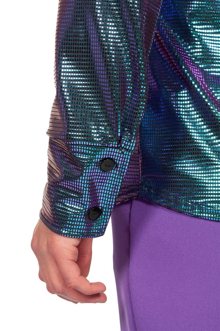 Disco Bluse Metallisch Lila Blau