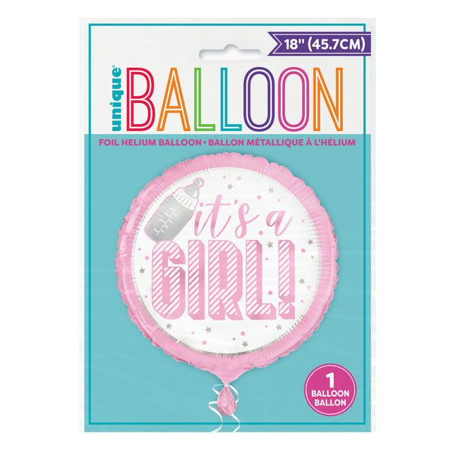 Geburt Helium Ballon It's A Girl Rosa 45cm leer