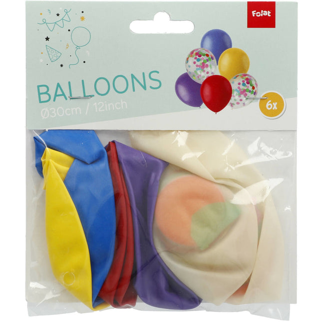 Bunte Konfetti-Ballons 30cm 6Stück