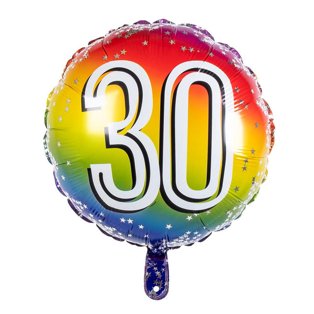 Regenbogen Nummer Ballon 30 Jahre 45cm