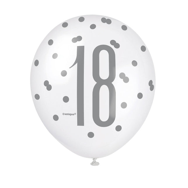 Ballons 18 Jahre Dots 30cm 6Stk