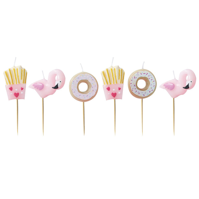 Kerzenset Flamingo/ Donut/ Pommes 6tlg.