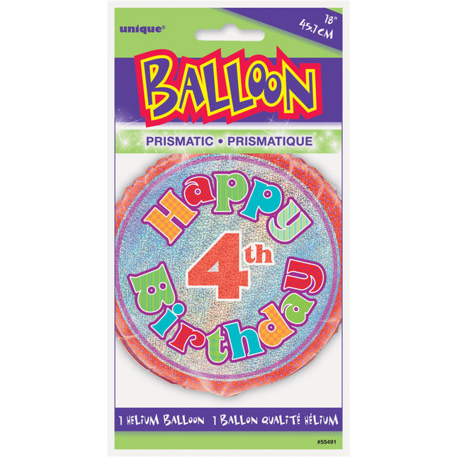 Heliumballon 4 Jahre Glitter 45cm leer