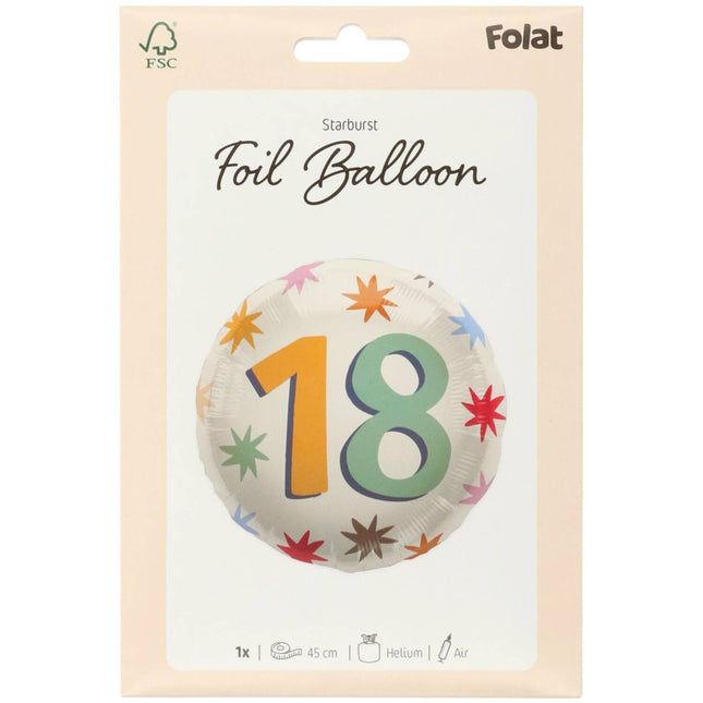 18 Jahre Helium Ballon Leer 45cm