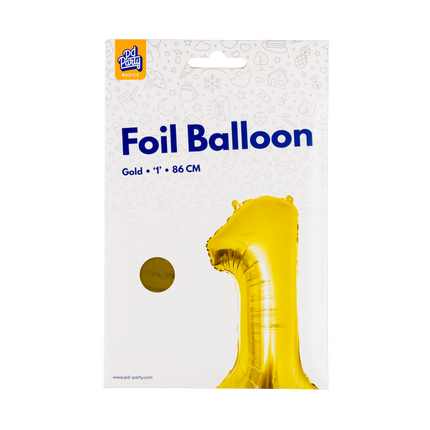 1 Jahr Figur Ballon Gold Leer 86cm