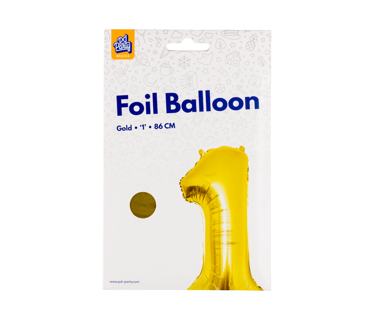 1 Jahr Figur Ballon Gold Leer 86cm