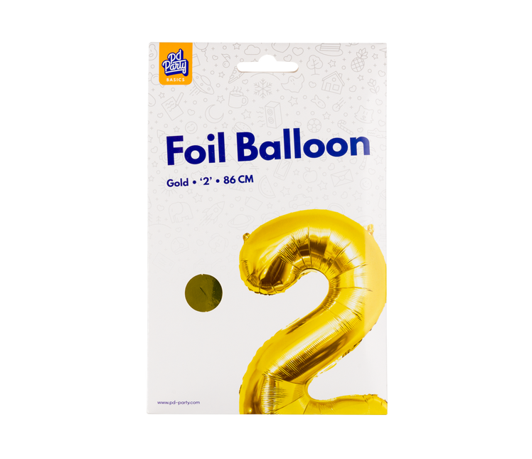 2 Jahre Figur Ballon Gold Leer 86cm