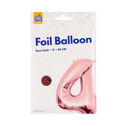 4 Jahre Figur Ballon Rose Gold Leer 86cm