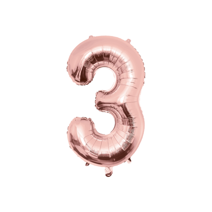 3 Jahre Figur Ballon Rose Gold Leer 86cm