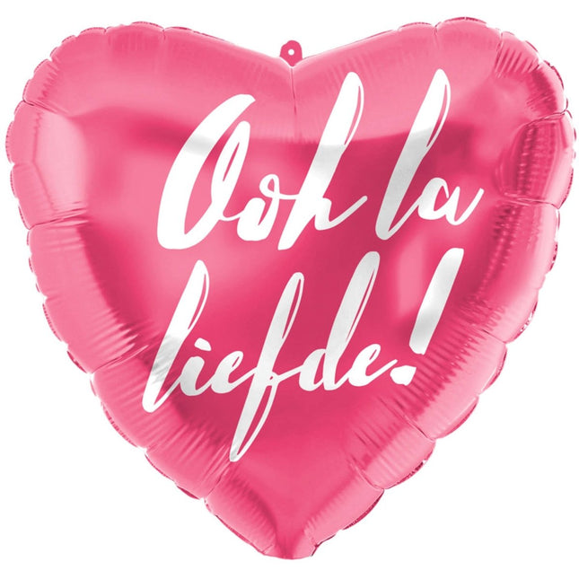 Folieballon Hartvormig 'Ooh la Liefde!' - 45cm - Partywinkel - 8714572630221