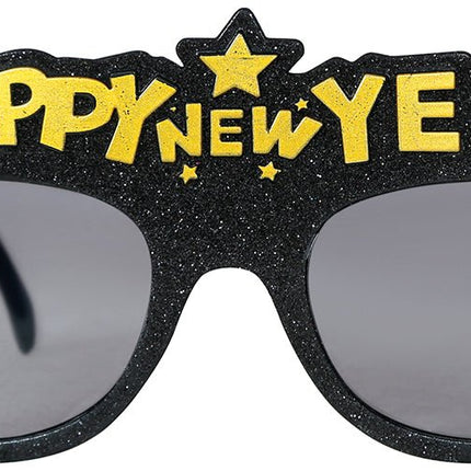 Happy New Year Bril Zwart Goud - Partywinkel - 8434077182109