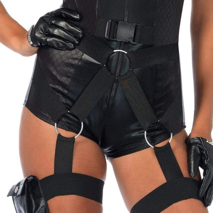 Polizei Anzug Schwarz Damen Bodysuit Leg Avenue