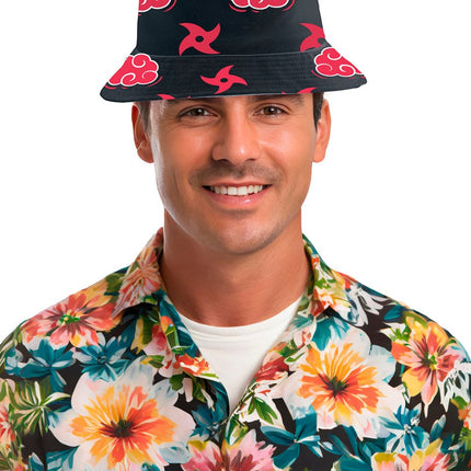 Rood Zwarte Bucket Hat - Partywinkel - 8434077137093