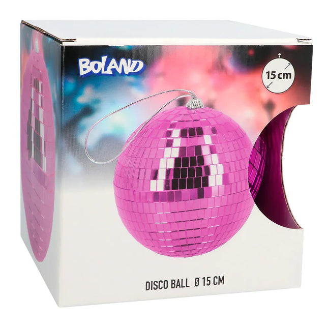 Roze Discobal 15cm - Partywinkel - 8712026007759