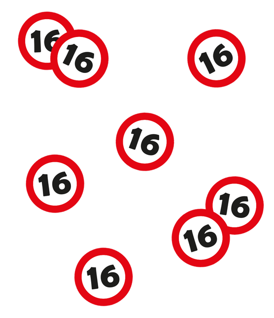 Tischkonfetti 16 Jahre Verkehrsschild 2,5cm