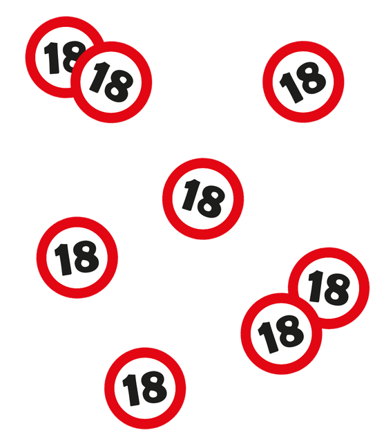 Tischkonfetti 18 Jahre Verkehrsschild 2,5cm