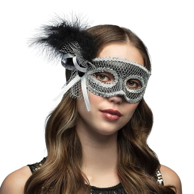 Zwarte Oogmasker Venice Flapper - Partywinkel - 8712026001993